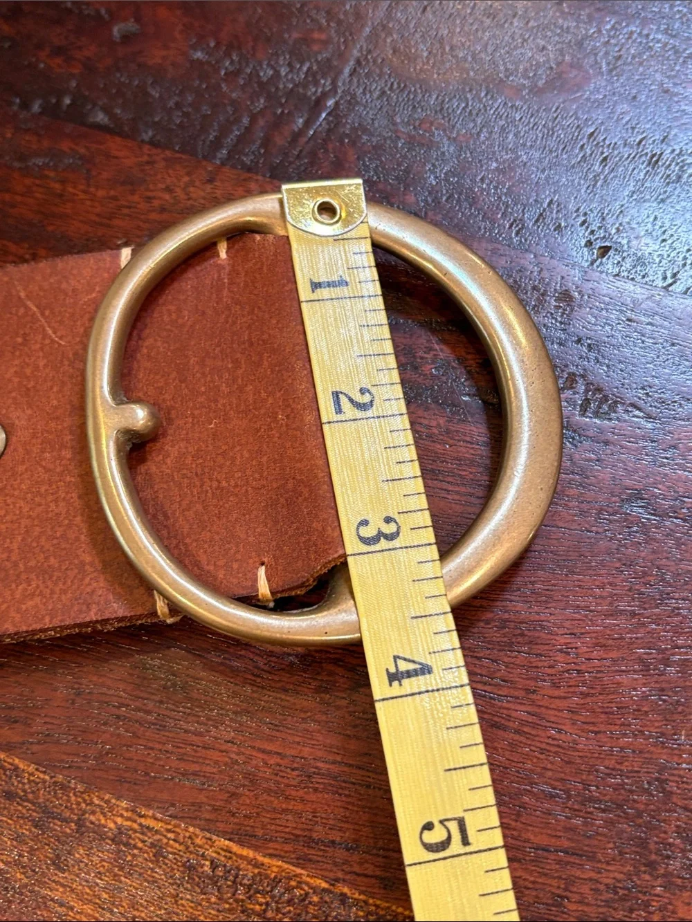 Vintage Ralph Lauren 80s Wide Brown Leather Belt with Round Brass Buckle Small - Picture 13 of 14